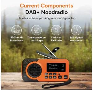 Crank Survival DAB+FM Emergency Radio with rechargeable 5000 mAh power bank Solar Radio with Alarm Crank Blackout Emergency use