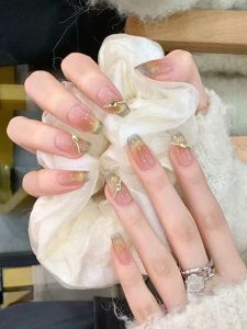 Handmade Gradient Smokey Eye Nail Art Stickers French Cat Eye Design Wearable False Nails Cool Sweet Transition Aurora Advanced Patches