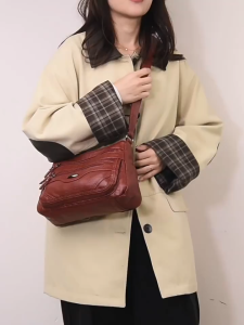 NIkyLundun ใหม่แฟชั่นผู้หญิงกระเป๋าสะพายไหล่ PU นุ่มหลายกระเป๋าออกแบบซิปกระเป๋าสะพายข้างอเนกประสงค์ใช้ได้จริง