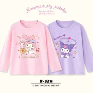 Sanrio Girl Long Sleeves T-shirt Clow M 2024 New Spring and Autumn Clothing Cartoon Casual Pure Cotton Thin Bottoming Shirt