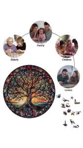 Tree of Life Wooden Puzzle for Adults & Teens - Unique Animal Shape 3D Puzzle Creative Brain Teaser Gift