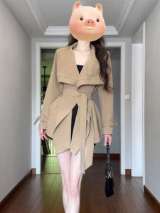 เสื้อแจ็คเก็ตฤดูใบไม้ร่วงสไตล์เกาหลีสำหรับผู้หญิง ทรงเข้ารูป แขนยาว ปกใหญ่ ดีไซน์ผูกเชือก สีสันสดใส เทรนด์แฟชั่น