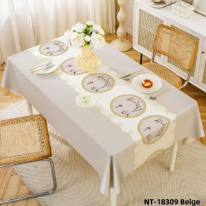 Embroidered Round Traditional Chinese Style Tablecloth Waterproof and Oil-Resistant Wash-Free
