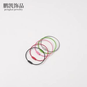 20pcs Diameter 5cm Mix color Colorful Keychain Stainless Steel WireStainless RopeCarabiner Key Holder Keyrings Cable