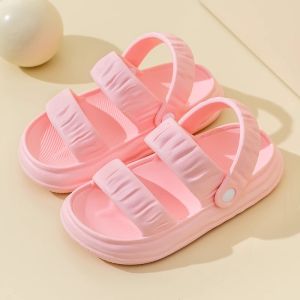 Childrens Sandals Girls Summer 2024 New Home Indoor Anti-slip Big Kids Hole Hole Shoes Princess Style Butterfly Knot Slippers