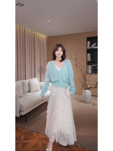 Elegant High Waist Long Tulle Skirt Womens Spring Anti-Aging Cake Skirt GZQJ Xianyun Huaisha French Style Commute A-Line Skirt
