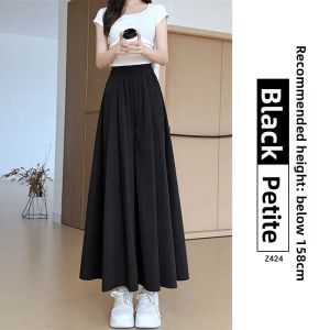 YAYANGREN | Black Ice Silk Pants High Waist Drapey Petite Friendly Capris