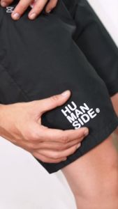 HUMANSIDE - Celana Pendek Boardshort Nylon Parasut Black/Hitam