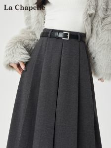 Váy Midi Len Kẻ Caro La Chapelle Cạp Cao Xếp Ly Chữ a Cho Nữ Mùa Thu Đông Mới Mềm Mại Váy Công Sở