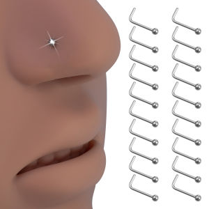 10/20/40/80pcs L-Shape Nose Stud Stainless Steel Nose Piercing Jewelry Tiny Stud Earring 20G