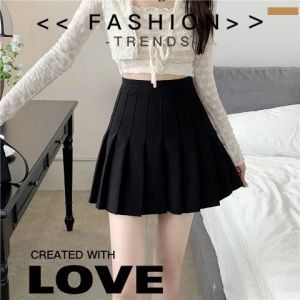 QXshop 🎁 กระโปรงผู้หญิง แฟชั่น ทรง กระโปรงเอวสูงปลายบานจับจีบสวยงาม กระบวนการส่งจากไทย