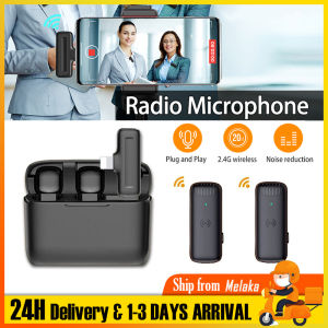 2022 New model Wireless Lavalier Microphone System with Charging Box Video Wireless Lavalier Microphone Meeting Recording Mic for Phone with 1 Receiver & 2 Microphones 20M Transmission Range Built-in Battery