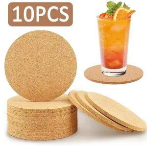 【XZxinzhan】10PCS Natural Round Wooden Cup Mat Pad Durable Non-Slip Cork Coaster Tea Coffee Mug Drinks for Table Decor DIY Tableware