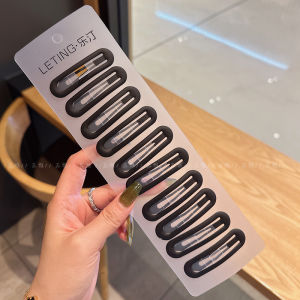 Large Size Seamless Hair Clips Black 10pcs Childrens BB Clips Womens Side Hairpins Hair Accessories Hair Grips Hair Decorations