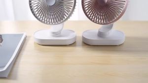 I TECH 4000mAh USB Rechargeable Battery Super Silent Four Gear Fan Automatical Rotatable Desk Mini Table Fan