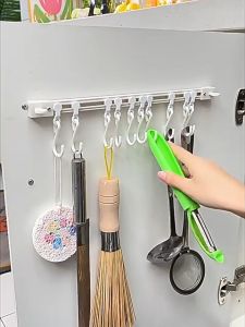 10 Hooks Removable No pouching Bathroom Cabinet Pouch Key Hat Towel Clothes Hanger Rack Hook