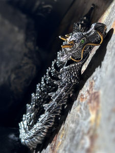 Handcrafted Carved Golden Beard Dragon Bracelet Mens New Chinese Style Trend Small Audience Hand Jewelry Snake Year Zodiac