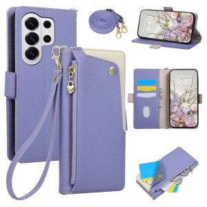 szhaiyu | Crossbody Zipper Wallet Card Slots Phone Case for Samsung Galaxy S26 S25 Ultra S24 S23 FE S22 S21Plus Leather protective Cover
