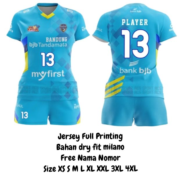 Setelan Kaos Jersey Voli Futsal Bola Cewek Perempuan Full Printing