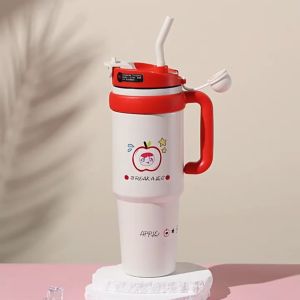 1000ml/30oz ถ้วยฉนวนสแตนเลส 316 แก้วน้ำเก็บความเย็นมีหูจับ stainless steel bottle tumbler Black