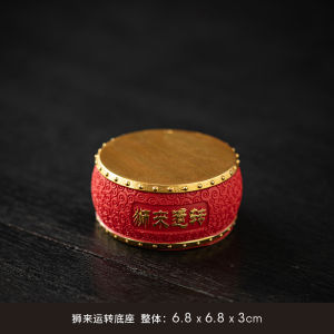 Chinese Style round Drum Tea Pet Cup Mat Riser Tabletop Decorations Resin Handmade Crafted Desktop Ornaments Gift for Colleagues