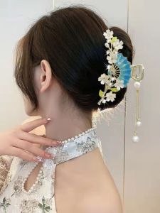 New Style Large Size Shark Clamp Hair Accessories Womens Traditional Chinese Style Hairpins for Hanfu Back of Head Chignon