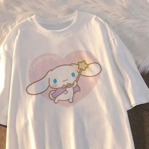 52TOYS | Cinnamoroll Short Sleeved Clothing with Fashionable Patterns Cotton T-shirts for Womens Street Wear Comfortable T-shirts