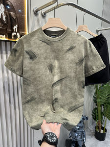 Designer Tie Dye Splatter Paint round Neck Short Sleeve T Shirt Luxury Cotton Feel Breathable Simple Summer Top for Men