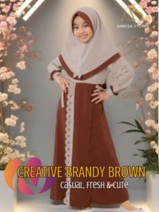 BAJU DRESS ANAK CEWEK LITTLE GIRLS UMUR 1 TAHUN NIBRAS CREATIVE BRANDY BROWN / GAMIS SET HIJAB ANAK DAILY OUTFIT FRESH & CUTE
