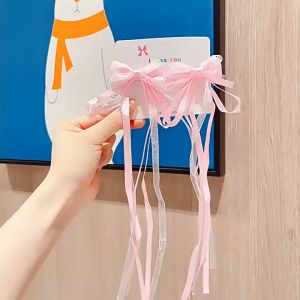 Set 2 Kẹp Tóc Nơ Tua Rua Xinh Xắn Đáng Yêu Cho Bé Gái