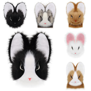 ตุ๊กตากระต่ายหน้ากากสัตว์กระต่าย Faux FUR Full HEAD คอสเพลย์เครื่องแต่งกาย Props สําหรับปาร์ตี้อีสเตอร์