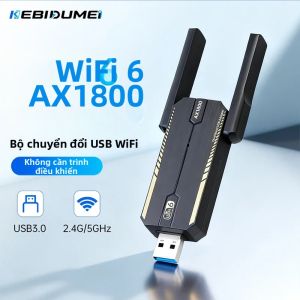 kebidumei | KEBIDUMEI USB 3.0 WiFi 6 AX1800 Bộ Điều Hợp Mạng Băng Tần Kép 2.4/5GHz Tốc Độ Cao 1800Mbps Không Cần Trình Điều Khiển Cho Máy Tính Để Bàn Và Máy Tính Xách Tay