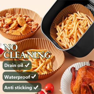 Kitchen Air Fryer Paper Special Air Paper Baking Oil-proof Paper for Barbecue Plate Food Oven Fryer Papers Air Fryer Disposable Baking Papers Non-Stick Steamer Round Parchment Paper Liners空气炸锅烘焙纸