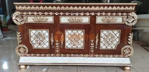 CABINET PINTU 3 KAYU JATI FINISHING UKIR MEWAH MURAH DEKORASI RUANG INTERIOR KONSUL BUFFET MURAH TATANING FURNITURES JEPARA