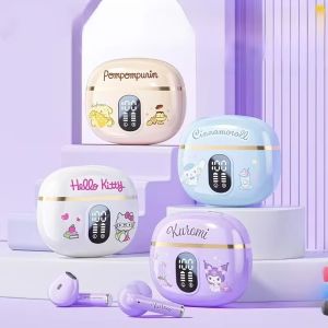 Sanrio | Original Sanrio TWS Bluetooth Earphones Clear Case Kuromi Wireless Headset Hello Kitty In-Ear Sport Noise Reduction Headphone