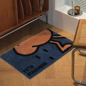 VIKAMA Cartoon No-Smoking Sign Welcome Mat Anti-slip Water-absorbing Entry Floor Mat Bedroom Carpet Home Decoration