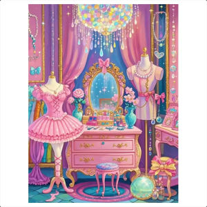 KAYOU | DIY 5D Diamond Painting Kit Dreamy Pink Princess Room Girly Scene Full Drill Diamond Embroidery Art Mosaic Cross Stitch 2026