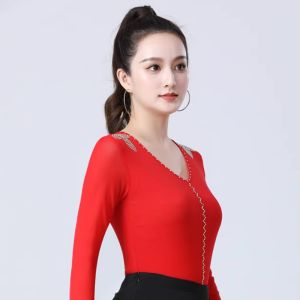 New Womens Spring and Autumn Mesh Top Social Dance Top Gitaba Dance Top Square Dance Performance Top