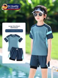 MONLEYTA | Childrens Swimwear Boys Two-Piece Swimming Suit Set Summer Polyester Spandex Elastic Fiber Male Teenage Baby Middle Large Child