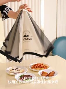 Foldable Food Cover Black White / Tudung Saji Lipat/Penutup Makanan Diameter/Food Cover Square/Cantik  Kain Hitam Putih