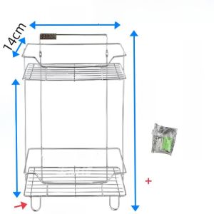 Thickened 304 Stainless Steel Bathroom Corner Shelf Toilet Storage Rack No Drilling Required Modern Simple Style Double Layer Wall Mounted Shelf