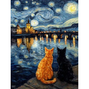 500/1000pcs of Thick and Scratch-resistant Paper Jigsaw PuzzleTwo Cats An Orange Cat and Black (336)Large Puzzle Game Adult