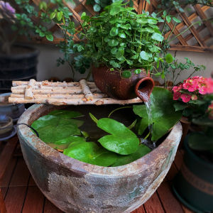 Resin Ceramic Vase Single Slanted Mouth Outdoor Balcony Countryside Style Villa Chinese Creative Water Flow Landscape Decorations Ornaments