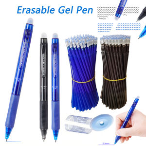 Creative Large Capacity Press Erasable Gel Pens Set 0.5mm Black/Blue Washable Handle Erasable Magic Refills for Office Writing