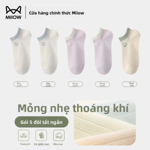 Tất thuyền MiiOW Cat Person cho nữ làm bằng cotton nguyên chất dáng ngắn mỏng thoáng khí