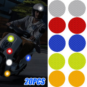 【WOKEN】20PCS Colorful Motorcycle Reflectorized Sticker Night Anti-Collision Safety Warning Stickers Reflective Tapes Car Electric Vehicle Universal Reflective Stickers Motorcycle Exterior Accessories