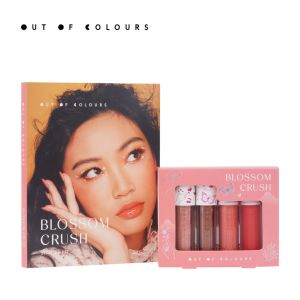 OUT OF COLOURS Blossom Crush Theme Makeup Bundle Set or Starter Set (Supernova Eyeshadow / Wetshine Lip Gloss/ Powdery Matte Lipstick) Lipstick Set Box Liquid Eyeshadow Lip Tint Lipsticks Lipstik Makeup Set