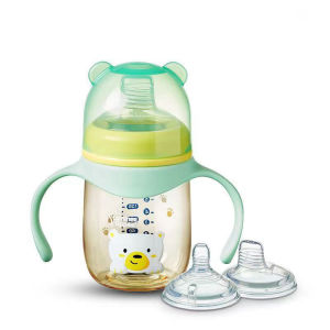 Tommee Tippee Trainer Sippy Cup 6oz Transition Cup With Med Flow Teat and Silicone Spout Wide Neck PPSU Baby Bottle/Drinking Bottle 2 in1