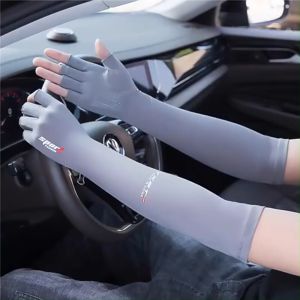 Ice Sleeves Arm Sleeve Five-fingers Ice Arm Sleeves Sun Protective Breathable Arm Warmer Outdoor Sport Riding Running Cool Silk Arm Sleeve Cooling Arm Sleeves Cover Women Men Sports Running UV Sun Protection Gloves