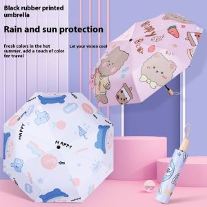 HUIESON ร่มแบบพับรูปหมีนักบินอวกาศน่ารักสำหรับเด็กพร้อมการป้องกันรังสียูวี
